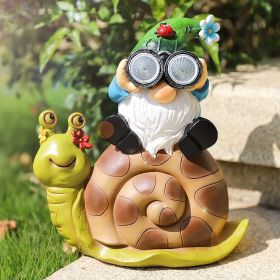 Resin Garden Gnome Snail Statue Decor With Solar Lights