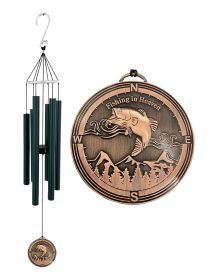 Evergreen Extra Large 33 inch Deep Tone Memorial "Fishing In Heaven" Sympathy Wind Chime by Weathered Raindrop