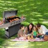 Propane Grill 4 Burner Barbecue Grill Stainless Steel Gas Grill with Side Burner and Thermometer for Outdoor BBQ;  Camping