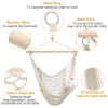 Hammock Chair Hanging Rope Seat Swing w/ Wooden Stick 220lbs Load for Patio Yard Porch Outdoor Bedroom Indoor