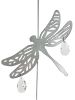 Dragonfly Hanging Hook for Wind Chimes, Bird Feeders, Plants, Memorial Garden - Silver Dragonfly with Crystal Prisms by Weathered Raindrop