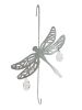 Dragonfly Hanging Hook for Wind Chimes, Bird Feeders, Plants, Memorial Garden - Silver Dragonfly with Crystal Prisms by Weathered Raindrop