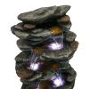 40inches High Rocks Outdoor Cascading Waterfall with LED Lights