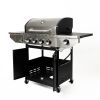 Propane Grill 4 Burner Barbecue Grill Stainless Steel Gas Grill with Side Burner and Thermometer for Outdoor BBQ;  Camping