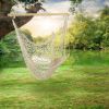 Hammock Chair Hanging Rope Seat Swing w/ Wooden Stick 220lbs Load for Patio Yard Porch Outdoor Bedroom Indoor
