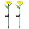 2Pcs Solar Powered Sunflower Lights 10 LED Decorative Stake Lamp