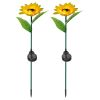 2Pcs Solar Powered Sunflower Lights 10 LED Decorative Stake Lamp