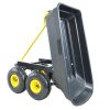 Folding car Poly Garden dump truck with steel frame, 10 inches. Pneumatic tire, 300 lb capacity body 55L black