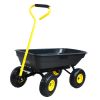 Folding car Poly Garden dump truck with steel frame, 10 inches. Pneumatic tire, 300 lb capacity body 55L black