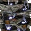 47.2inches Rock Outdoor Water Fountain with Led Lights for Patio, Yard, Deck, Garden Decor