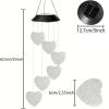 1pc Color Changing LED Solar Power Lamp Heart Wind Chimes Garden Decoration Yard Waterproof LED Light Lighting Hanging Decor (Heart)