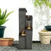 39.3inches Modern Floor-standing Water Fountain with Lights for Home, Garden, Patio Decor