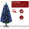 6ft Top With Stars PVC Material Fiber Optics 36 Lights With Snowflakes Colorful Color Change 230 Branches Christmas Tree Green