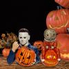 Halloween Michael Myers Pumpkin Statue LED Light Glowing Pumpkin Decoration Outdoor Resin Statue