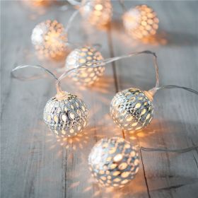 LED Fairy Garland Hollow wrought iron Ball (Option: Silver-3 m 20 leds)