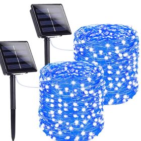 Outdoor Rain-proof Solar Copper Wire Lamp (Option: Blue-22meters 200lamp)
