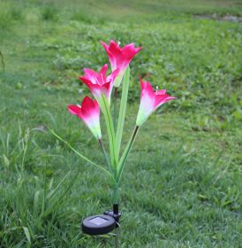 Solar Lily Colorful LED Artificial Lantern (Option: Deep pink)