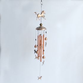 1pc Vintage Metal Butterfly Turtle Iron Owl Animal Wind Chime Home Courtyard Living Room Decoration Copper Outdoor Hanging Ornament (Style: Horse)