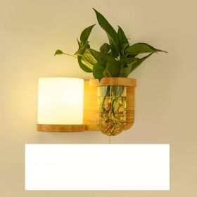 Green Plant Solid Wood Corridor Decoration Bedroom Bed Creative Wall Lamp (Option: A-Left style)