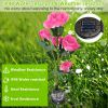 2Pcs Solar Powered Lights Outdoor Rose Flower LED Decorative Lamp Water Resistant Pathway Stake Lights