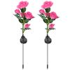 2Pcs Solar Powered Lights Outdoor Rose Flower LED Decorative Lamp Water Resistant Pathway Stake Lights