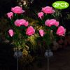 2Pcs Solar Powered Lights Outdoor Rose Flower LED Decorative Lamp Water Resistant Pathway Stake Lights