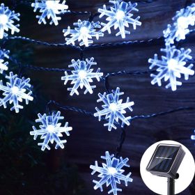 LED Solar Snowflake Light String Garden Christmas Tree Decoration (Option: White snowflakes-12meters and 100lights with Tw)